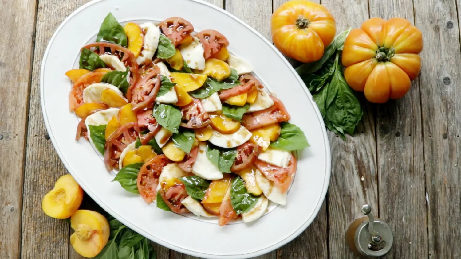 Get ready for the Ultimate Peach and Tomato Caprese Salad!