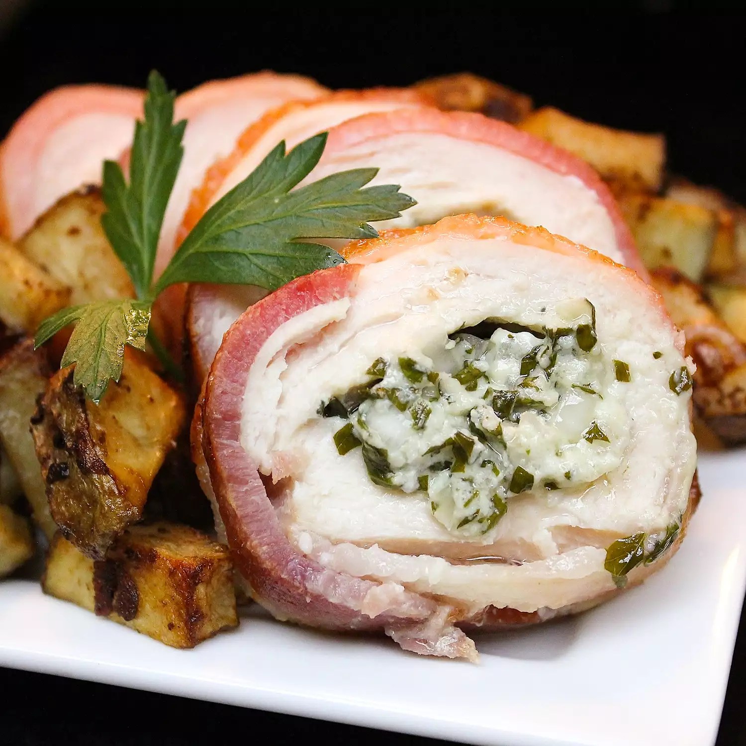 Bacon-Wrapped Gorgonzola-Stuffed Chicken